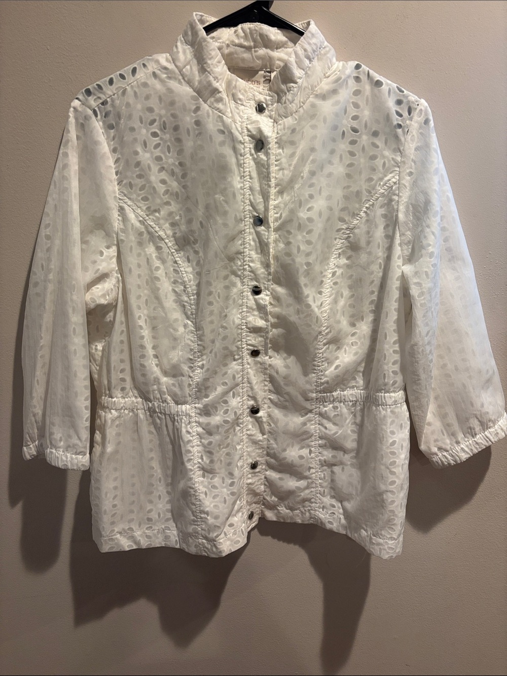 White Eyelet Button-Front Jacket